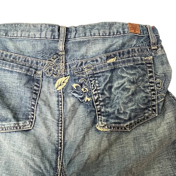 Vintage Guess Denim Maxi Skirt Size 28 Embroidery Floral Pockets Y2K Western - Picture 6 of 14